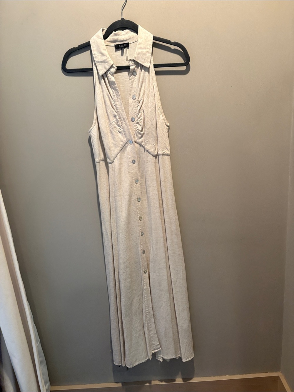 1. State Sleeveless Button-Front Maxi Dress in Light Cream